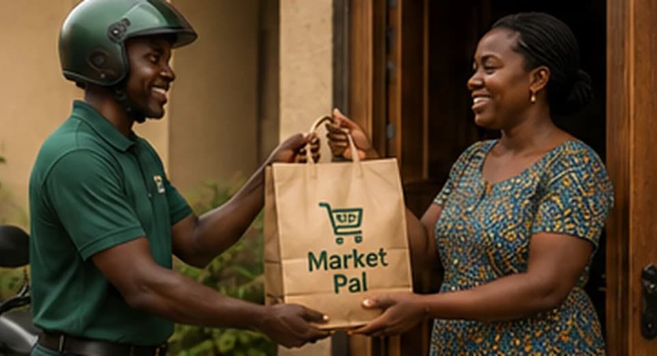 A delivery arriving at a front door
